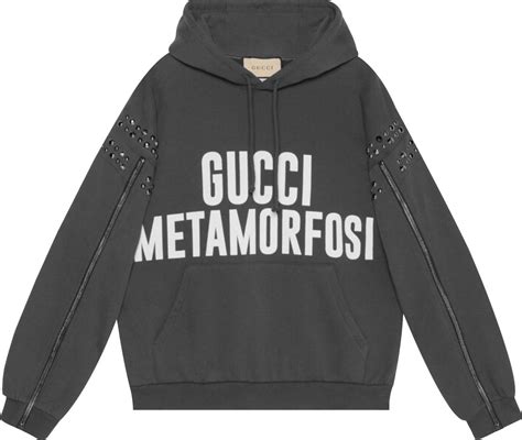 Gucci Dark Grey Studded 'Gucci Metamorfosi' Hoodie .